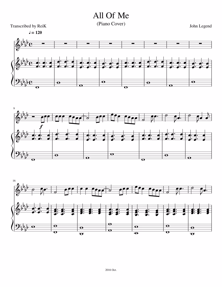 ¿Con qué nota comienza All of Me?