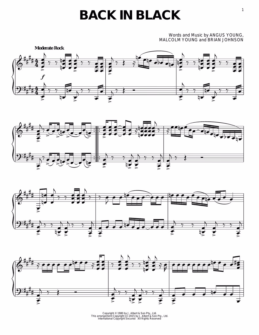 What key is the song back in black in?
