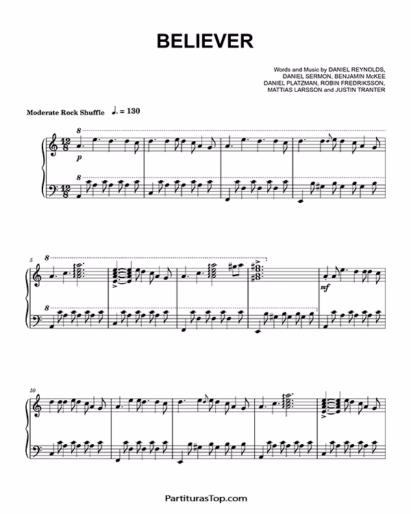 ¿Cuáles son los acordes fáciles para believer en el piano?