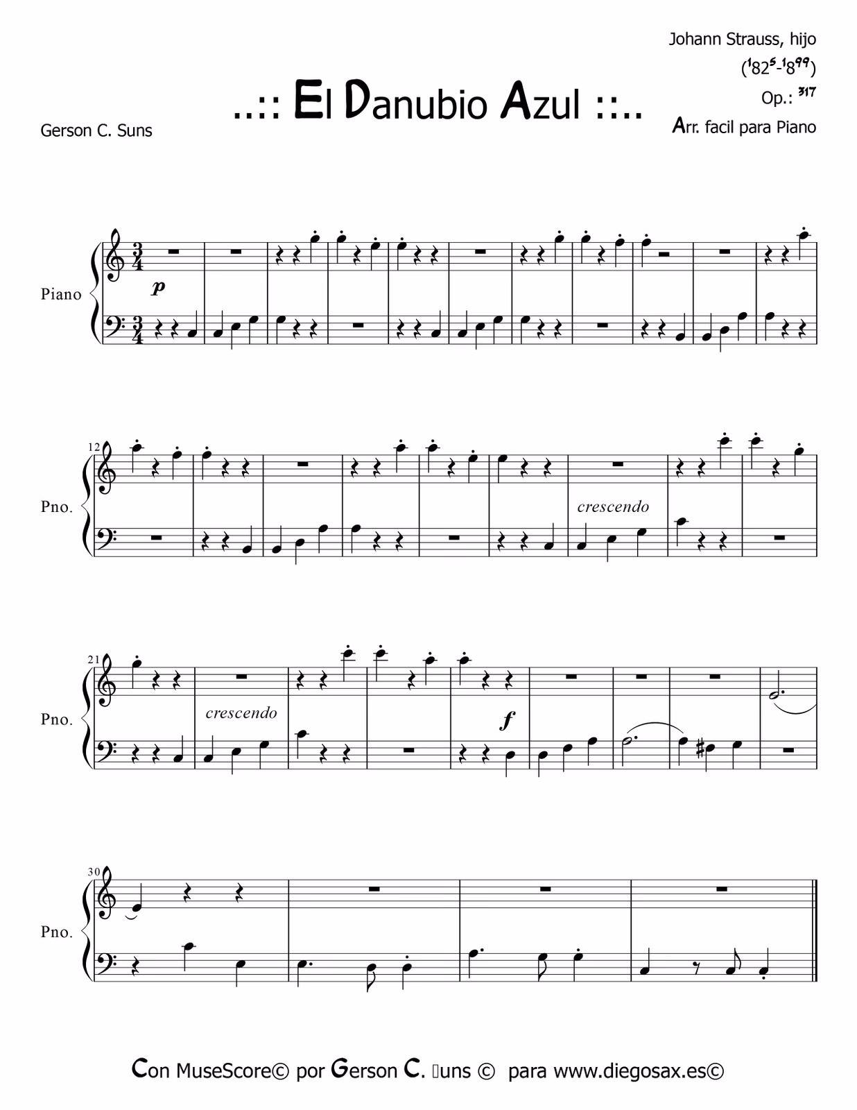 ¿Es El Danubio Azul una pieza para piano?