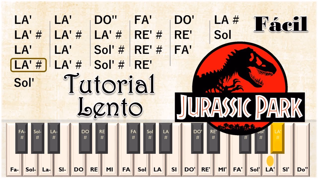 ¿Cuáles son las notas del tema musical de Jurassic Park?