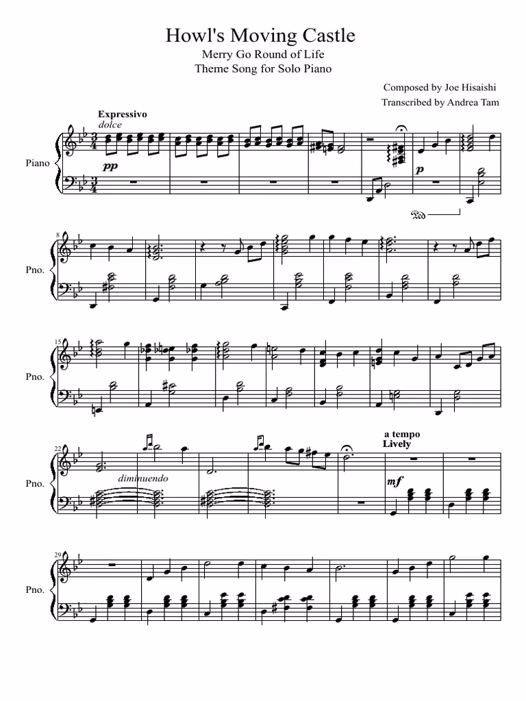 ¿Cómo se llama la canción de piano del castillo vagabundo?