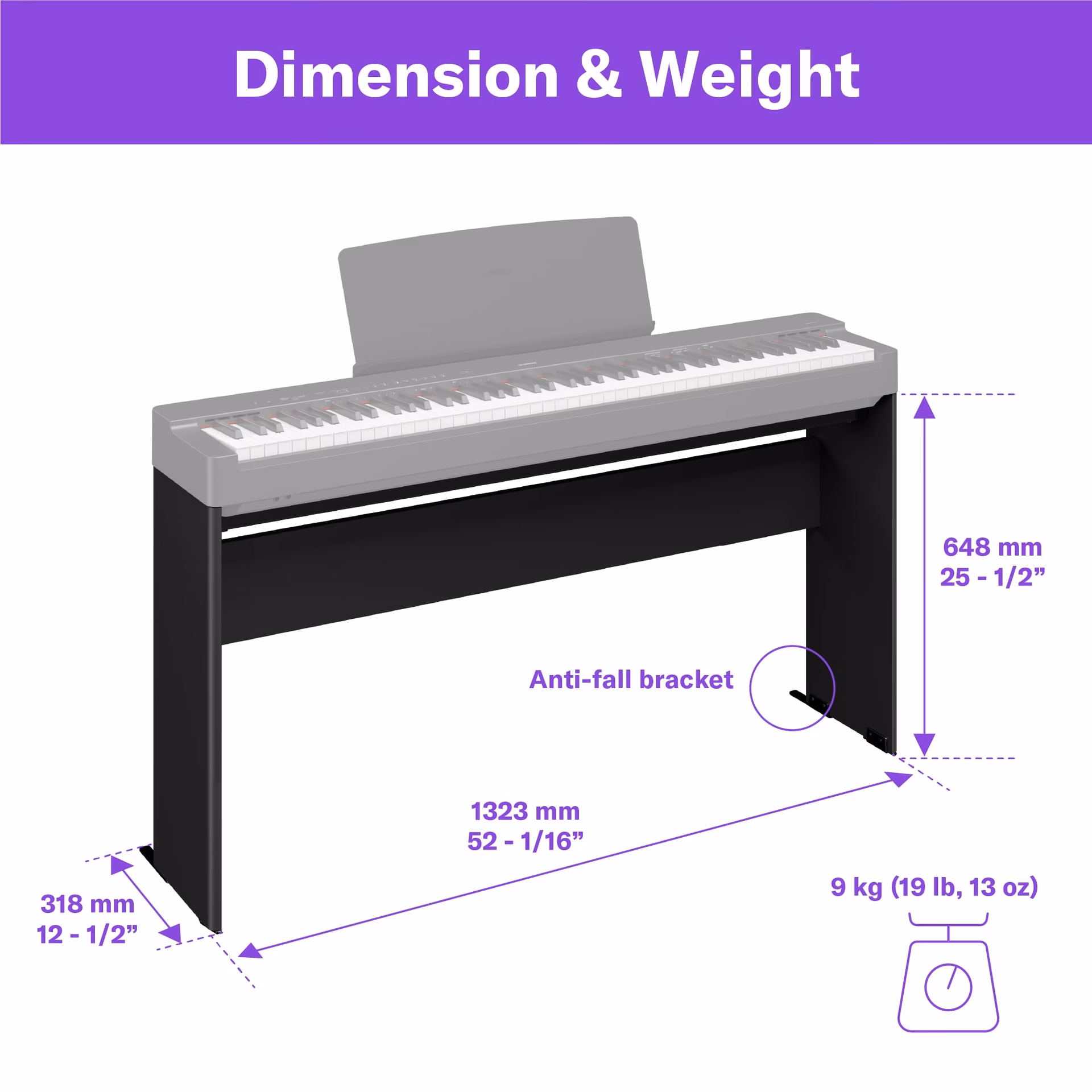 ¿Cuánto mide un piano Yamaha?